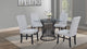 detail view of Tracy Light Gray Glass Top Round Dining Room Set dining room furniture