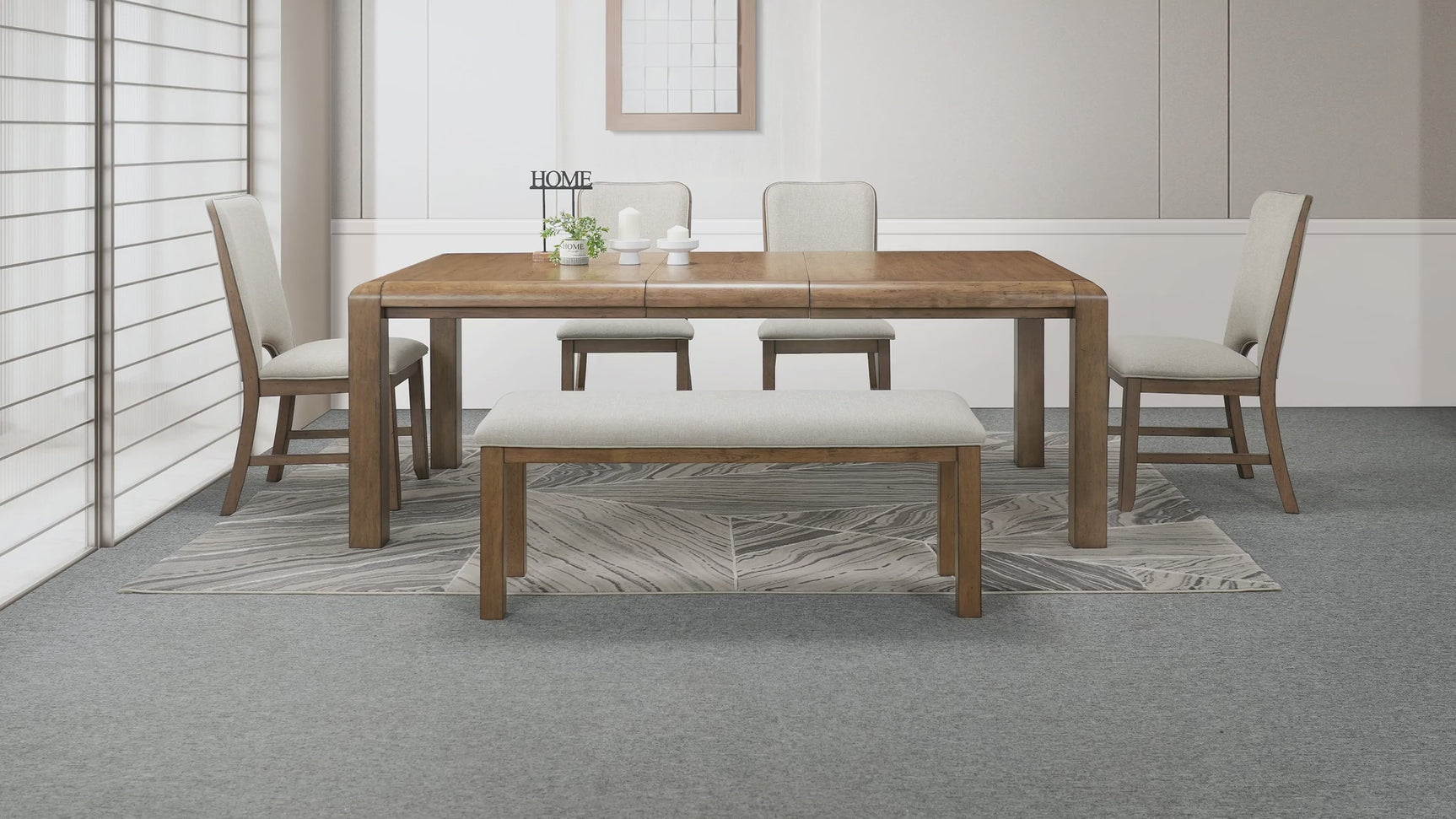 main view of Cockrell Light Brown Rectangular Dining Room Set dining room furniture