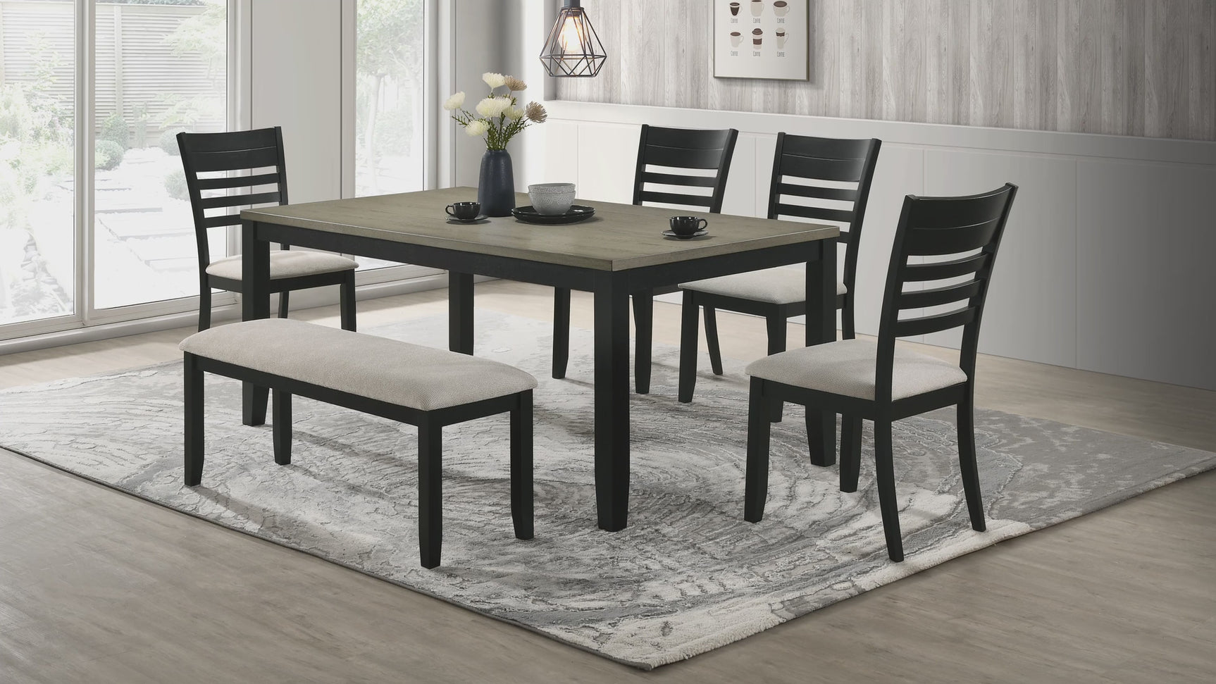 detail view of Folio Gray Black Rectangular Dining Room Set dining room furniture