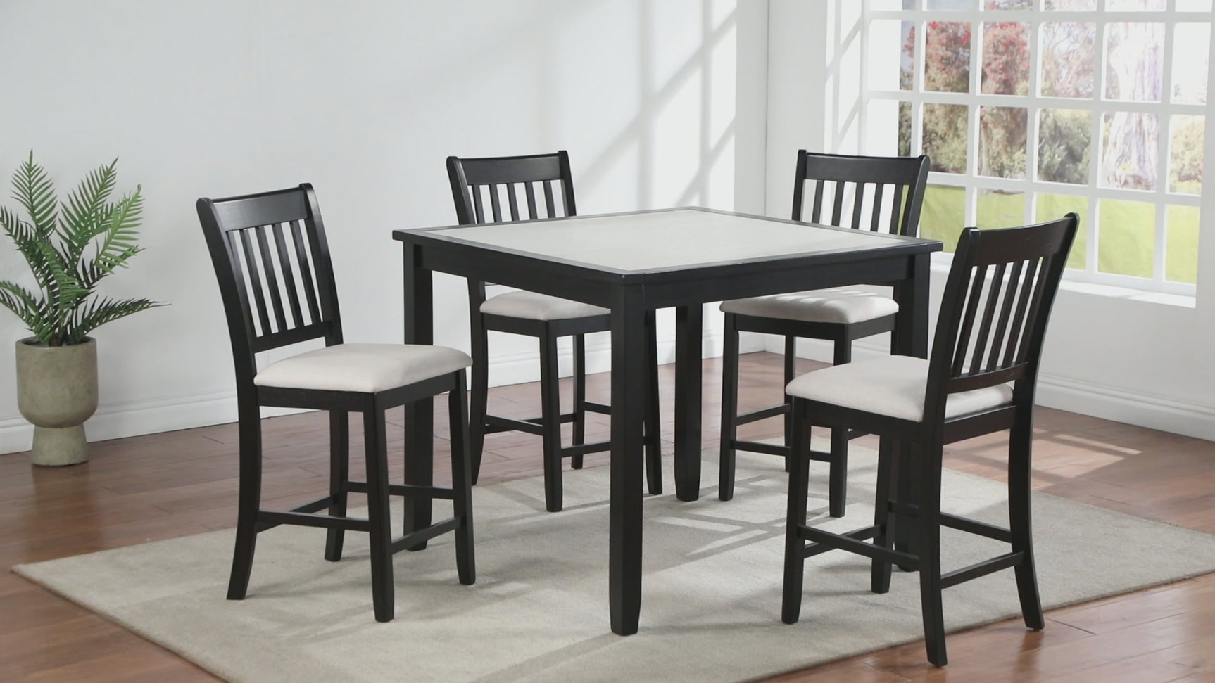 side view of Salvador Light Gray Black Counter Height Set furniture