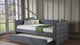 Trina Gunmetal Gray Upholstered Tufted Trundle Daybed