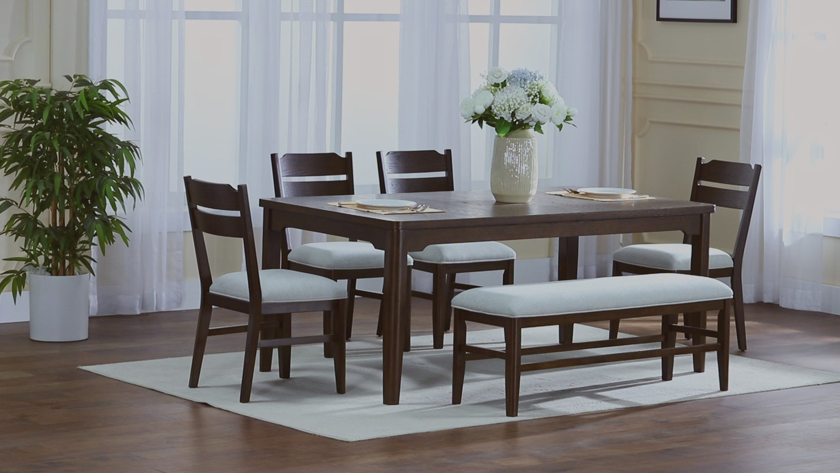 detail view of Higgins Dark Cherry Dining Room Set dining room furniture
