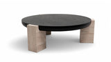Jinna Black-Travertine Coffee with End Table