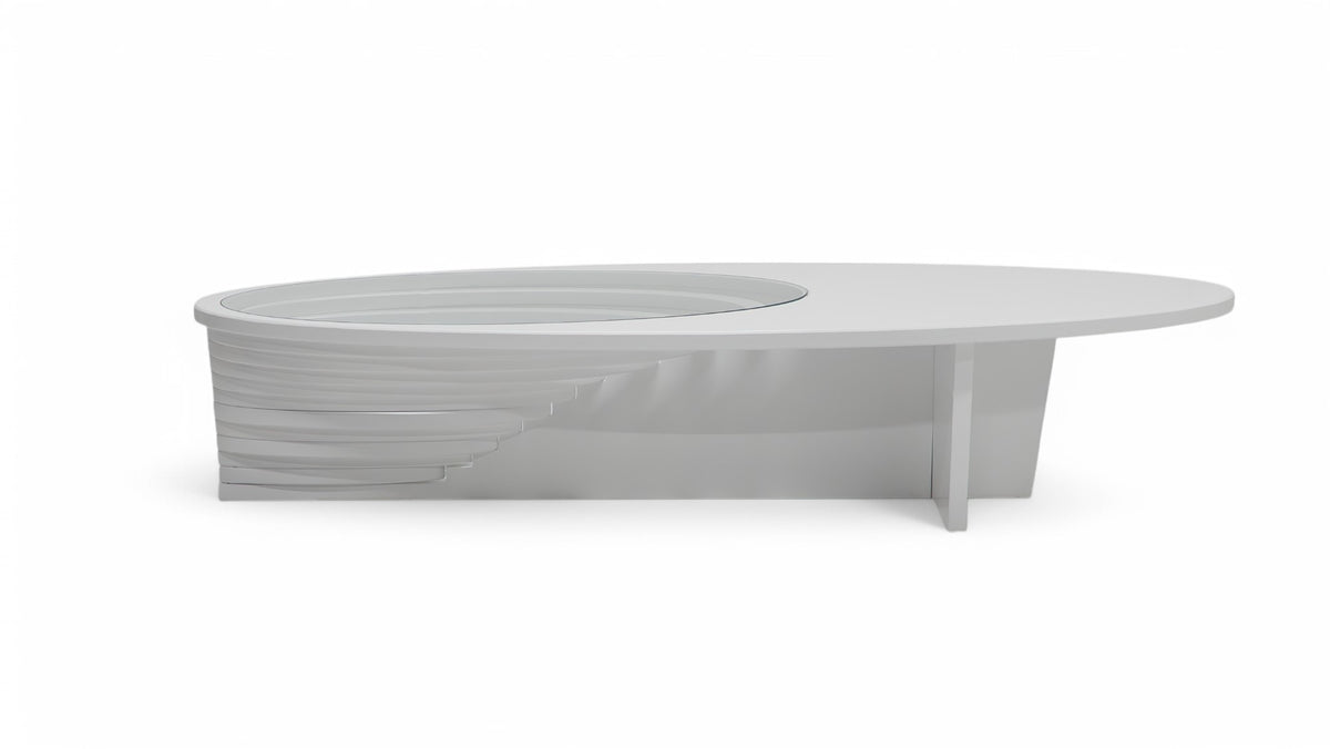 Sasha White Coffee Table with decorative items