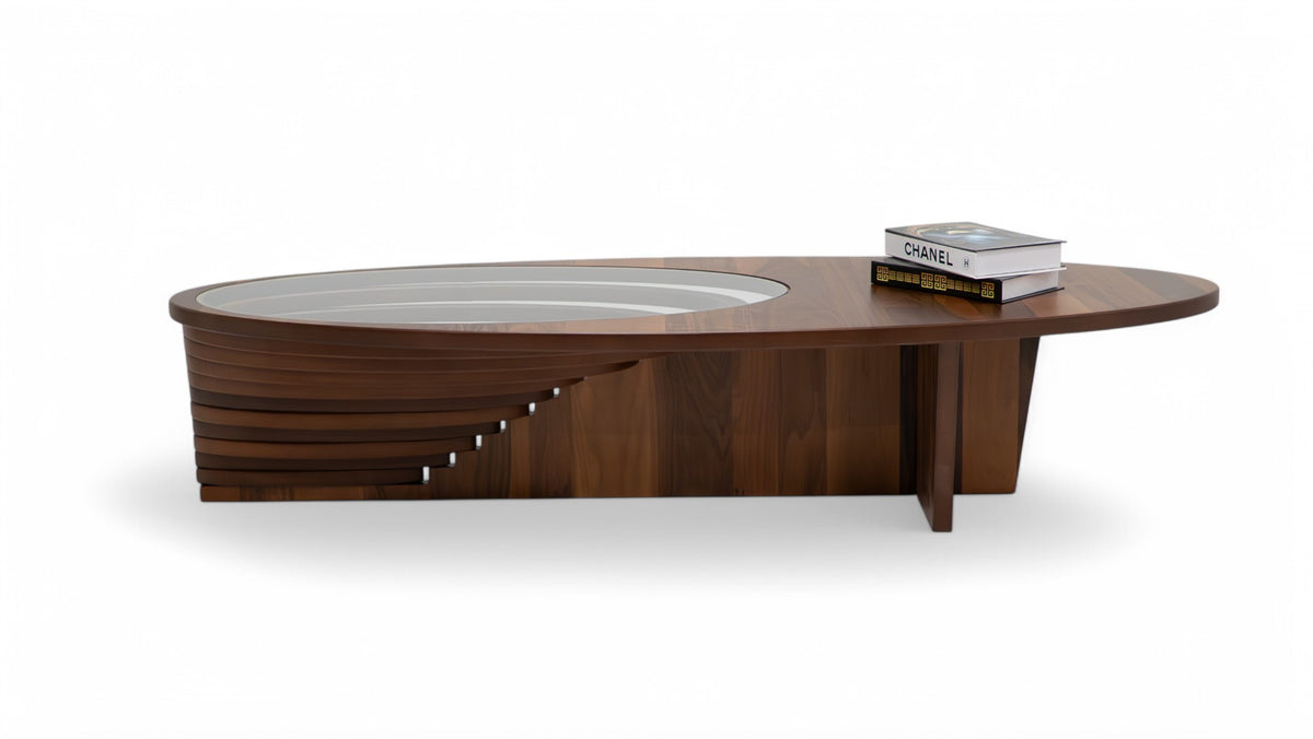 Full view of Sasha Walnut Coffee Table in modern room