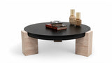 Jinna Black-Travertine Coffee with End Table