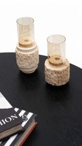 Jinna Black-Travertine Coffee with End Table