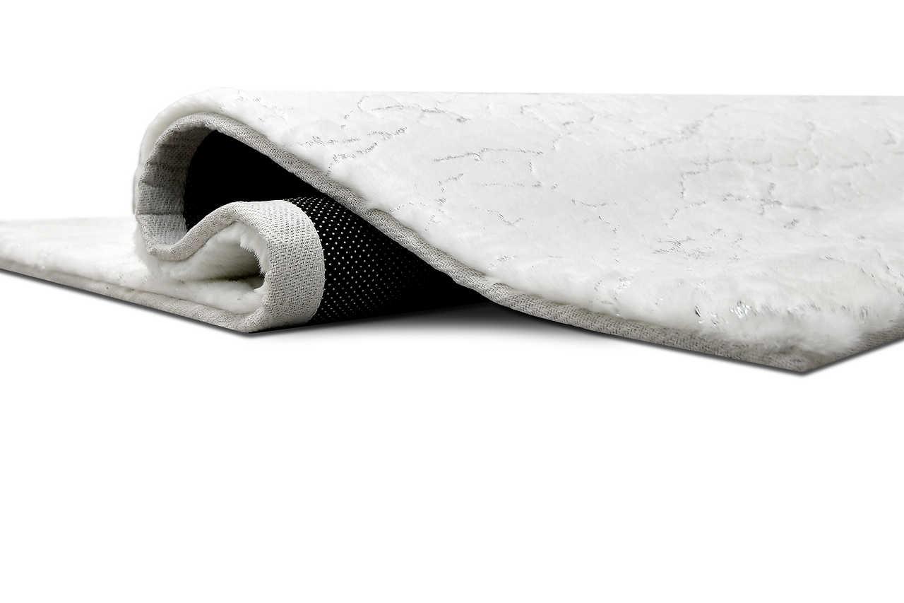 Rabbit White and Silver medium rug - angled view