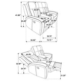 Raelynn 2-piece reclining set in showroom lighting