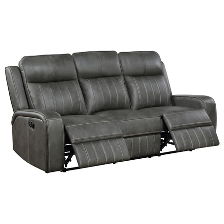 Close-up of vertical topstitching on Raelynn sofa upholstery