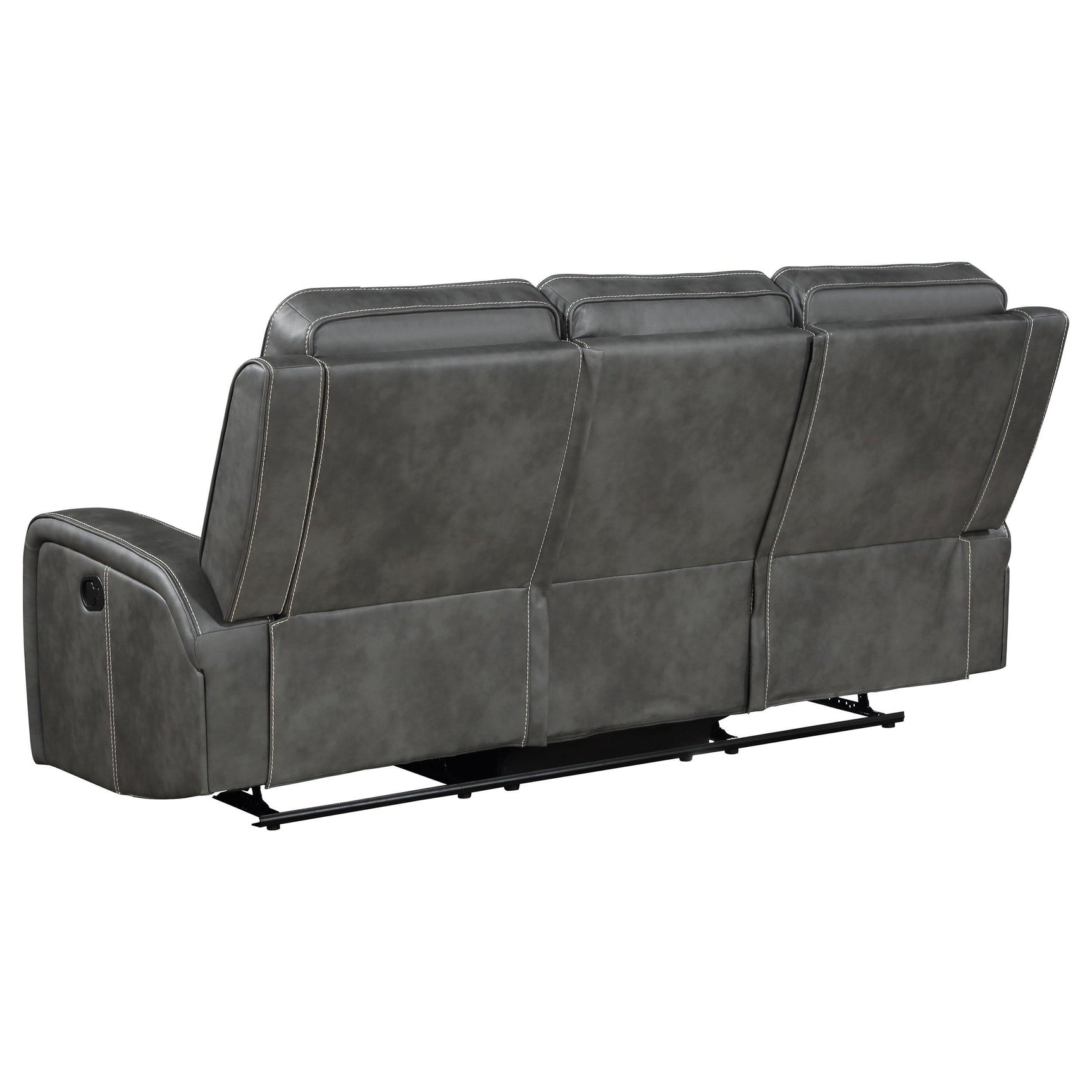 Open storage compartment in loveseat center console