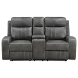 Raelynn loveseat reclining position with cup holders visible