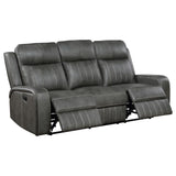 Raelynn sofa partially reclined showing seat padding