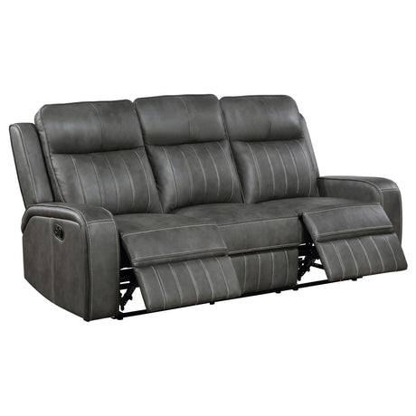 Raelynn sofa partially reclined showing seat padding