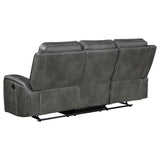 Attached cushions with ultra-plump headrests on Raelynn sofa