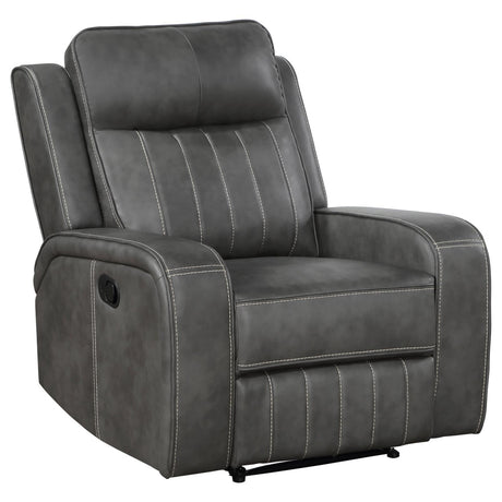 Raelynn Grey Upholstered Recliner Chair front view