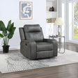 Raelynn Grey Upholstered Recliner Chair side view