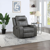 Raelynn Grey Upholstered Recliner Chair side view