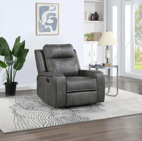Raelynn Grey Upholstered Recliner Chair side view