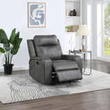 Raelynn Grey Recliner Chair in reclined position