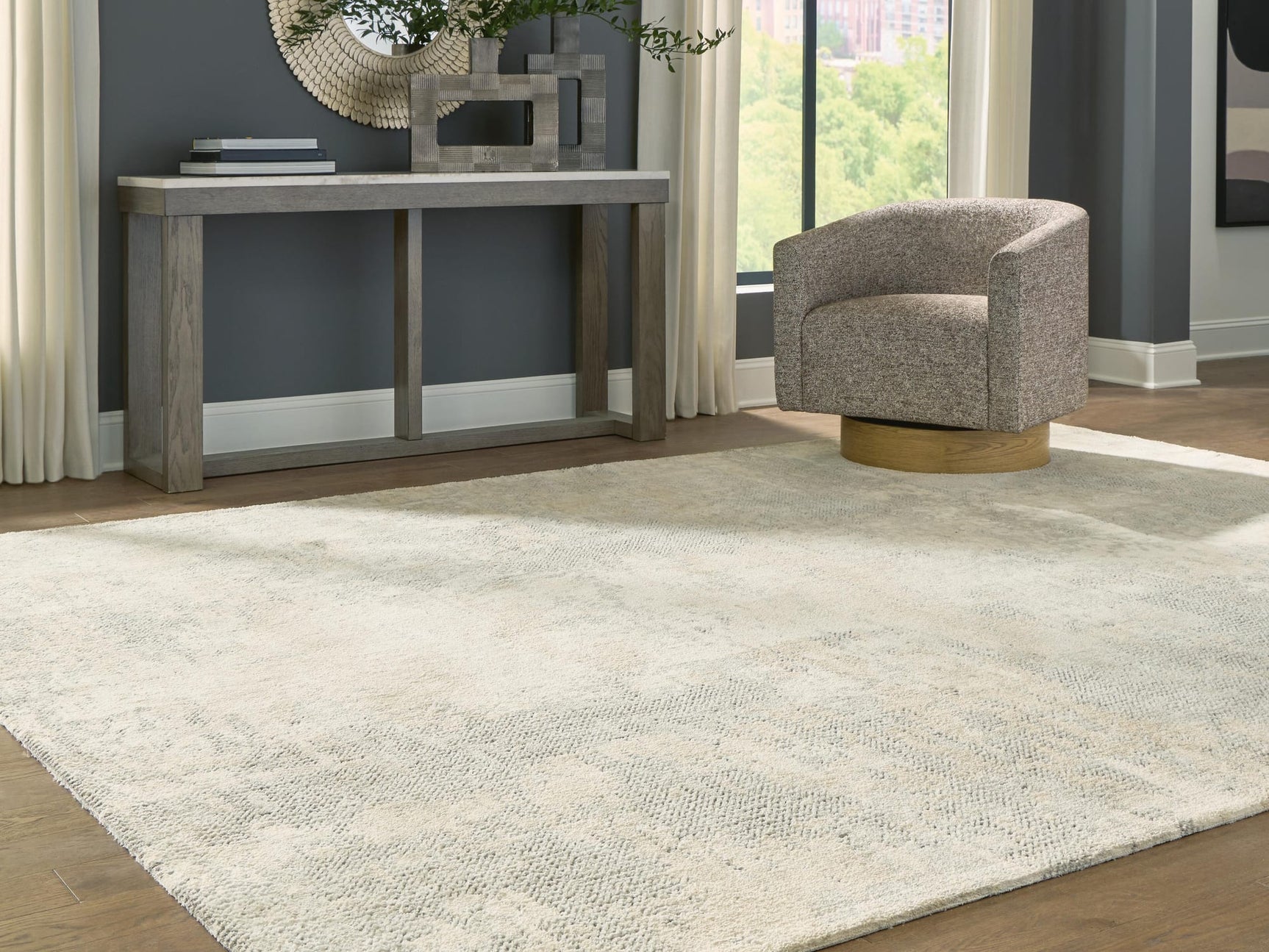 Raif Gray/White/Cream Extra Large Rug from Decor Furniture