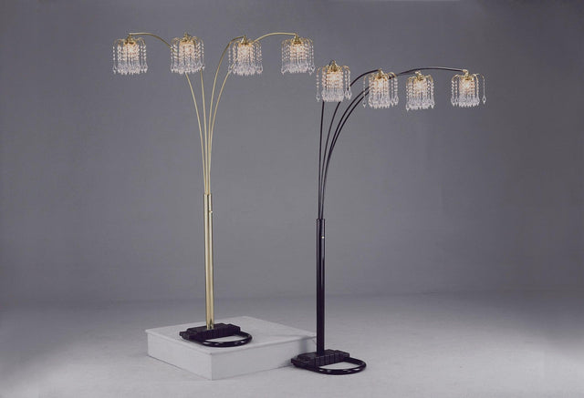 Rain Black Gold Pewter Majestic Modern Drop Arc Floor Lamp - Ella Furniture