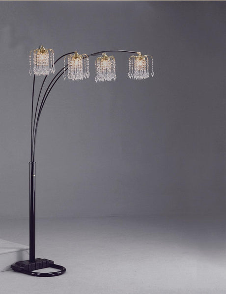 Rain Drop Arc Floor Lamp illuminated, showing light effect