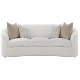 Detail of boucle upholstery on Rainn 2-Piece Sofa Set Latte