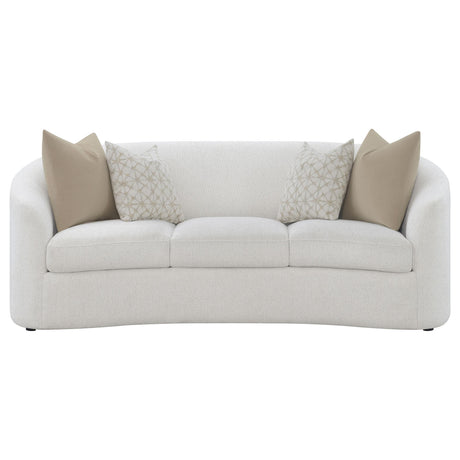 Detail of boucle upholstery on Rainn 2-Piece Sofa Set Latte