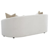 Front view of Rainn 2-Piece Boucle Upholstered Sloped Arm Sofa Set in Latte