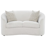 Rainn 2-Piece Boucle Upholstered Sloped Arm Sofa Set Latte angled front view