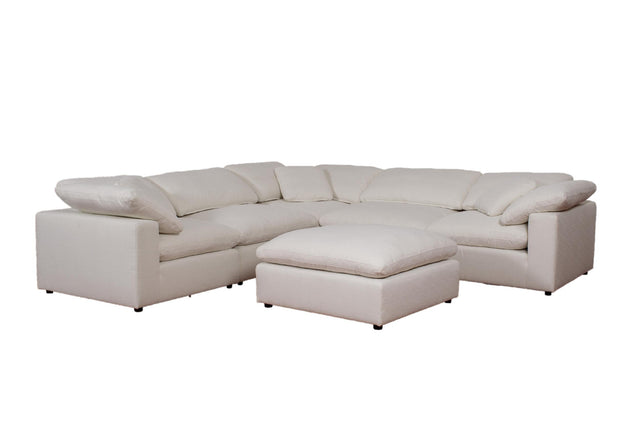 main view of Raleigh 6-Piece Boucle Upholstered Modular Sectional Ivory sectional sofa