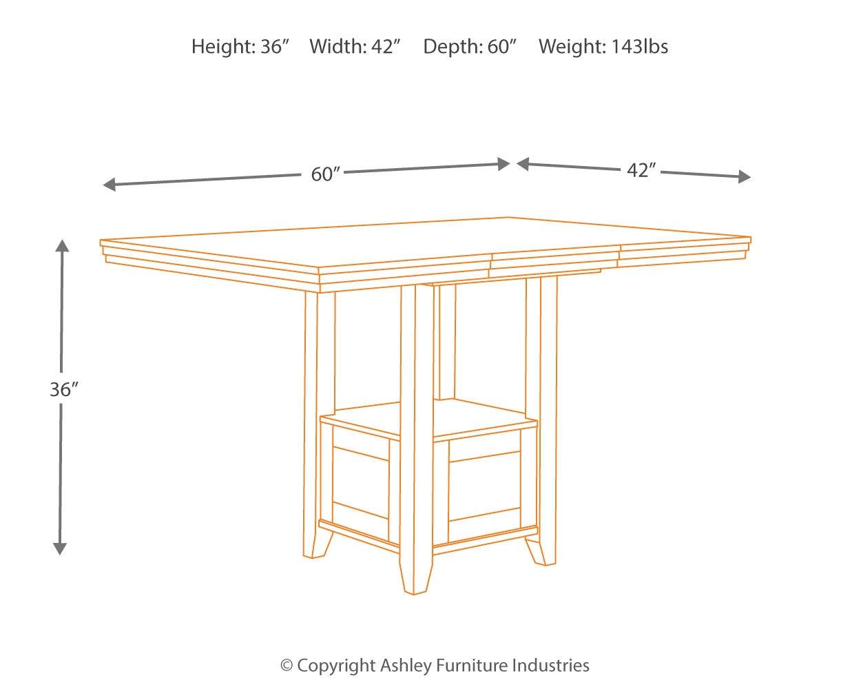 Side view of barstool and table leg with rustic finish