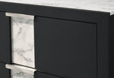 Rangley Black Modern Contemporary Solid Wood Marble 5-Drawers Chest - Ella Furniture