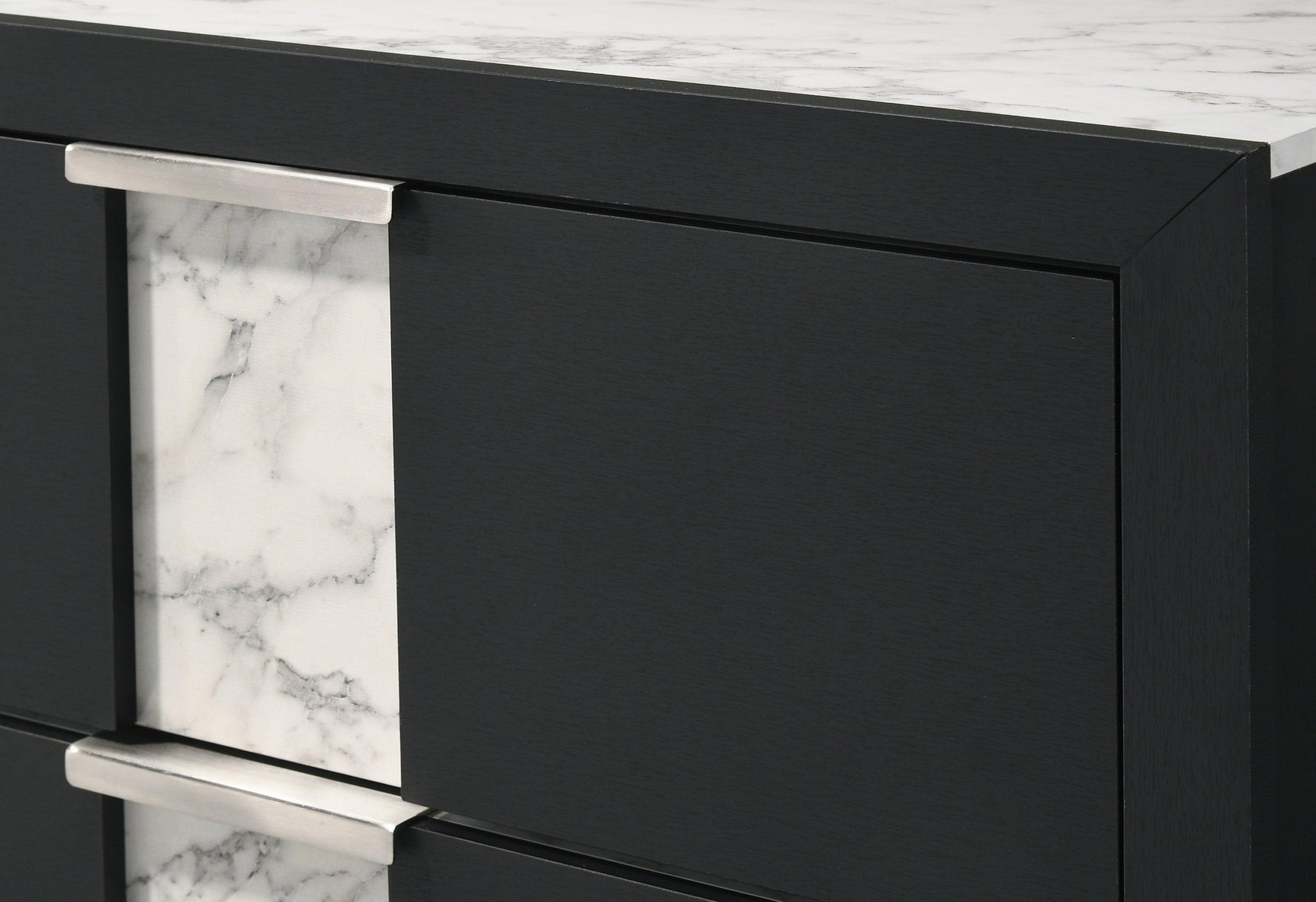 Rangley Black Modern Contemporary Solid Wood Marble 5-Drawers Chest - Ella Furniture