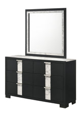 Rangley Black Modern Contemporary Solid Wood Marble 5-Drawers Chest - Ella Furniture