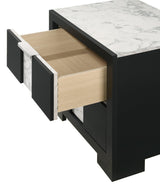 Rangley Black Modern Contemporary Solid Wood Marble 5-Drawers Chest - Ella Furniture