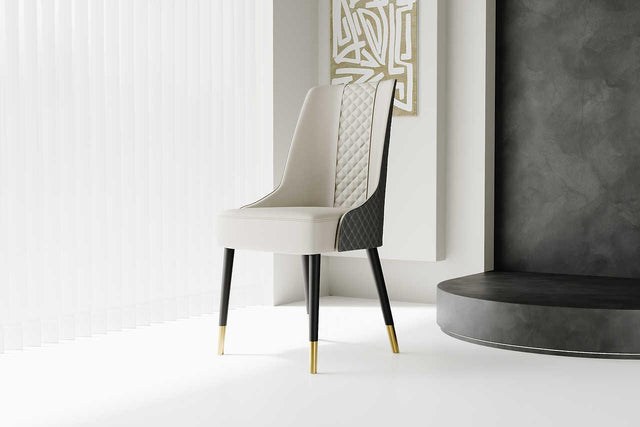 Rani Grey PU Leather Dining Chair front view