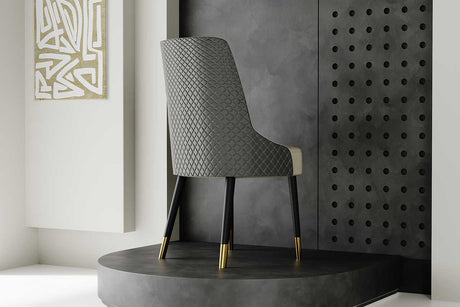 Rani Grey Dining Chair angled side view