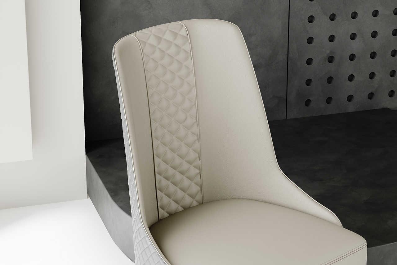 Rani Grey PU Leather Dining Chair side view