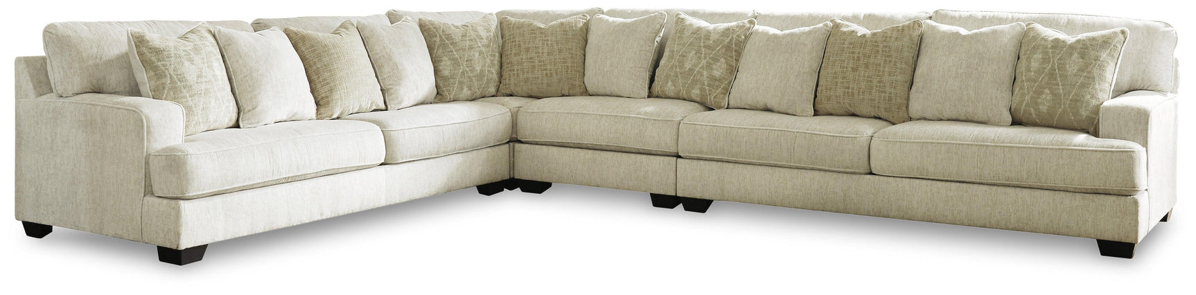 side view of Rawcliffe Parchment 4-Piece Sectional Sofa with Ottoman sectional sofa