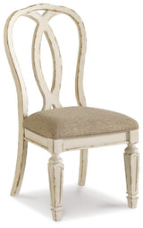 detail view of Realyn Chipped White Rectangular Dining Room Set dining room furniture