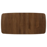 Close-up detail of Redbridge Natural Walnut wood table surface and angled legs