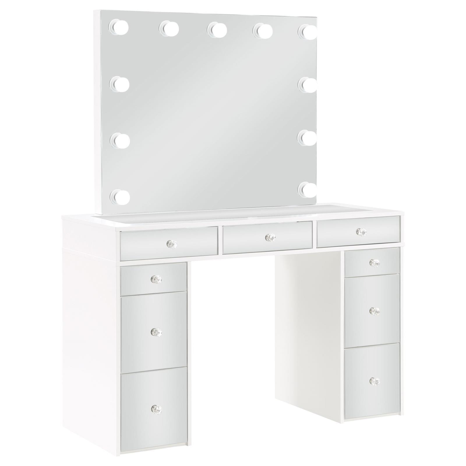 Gray upholstered makeup stool with foam cushion