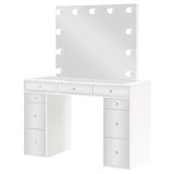 Side view of vanity table showing dimensions and drawer arrangement
