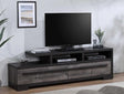 Remington Ebony Gray solid wood storage TV stand front angle