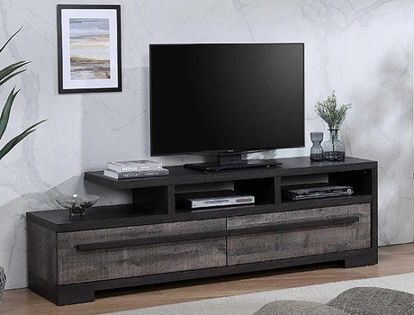 Remington Ebony Gray solid wood storage TV stand front angle