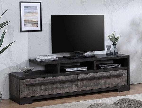 Remington Ebony Gray solid wood storage TV stand front angle