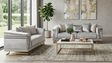 Amalfi Grey Crushed Velvet Sofa and Loveseat Set with Gold Geometric Bases and Pillows from Decor Furniture
