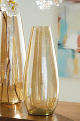 Close-up of Rhettman Amber Glass Vase amber finish